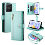 DF-011 For Honor X8c 4G Case Zipper Pocket Wallet Leather Phone Cover with Straps