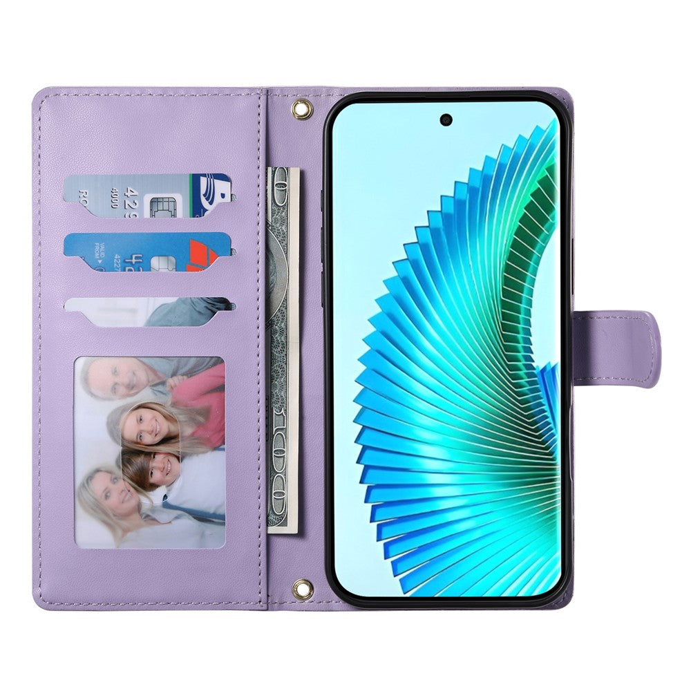 For Honor X8c 4G Case Rhombus Stitching Wallet Stand Leather Phone Cover with Long / Short Strap