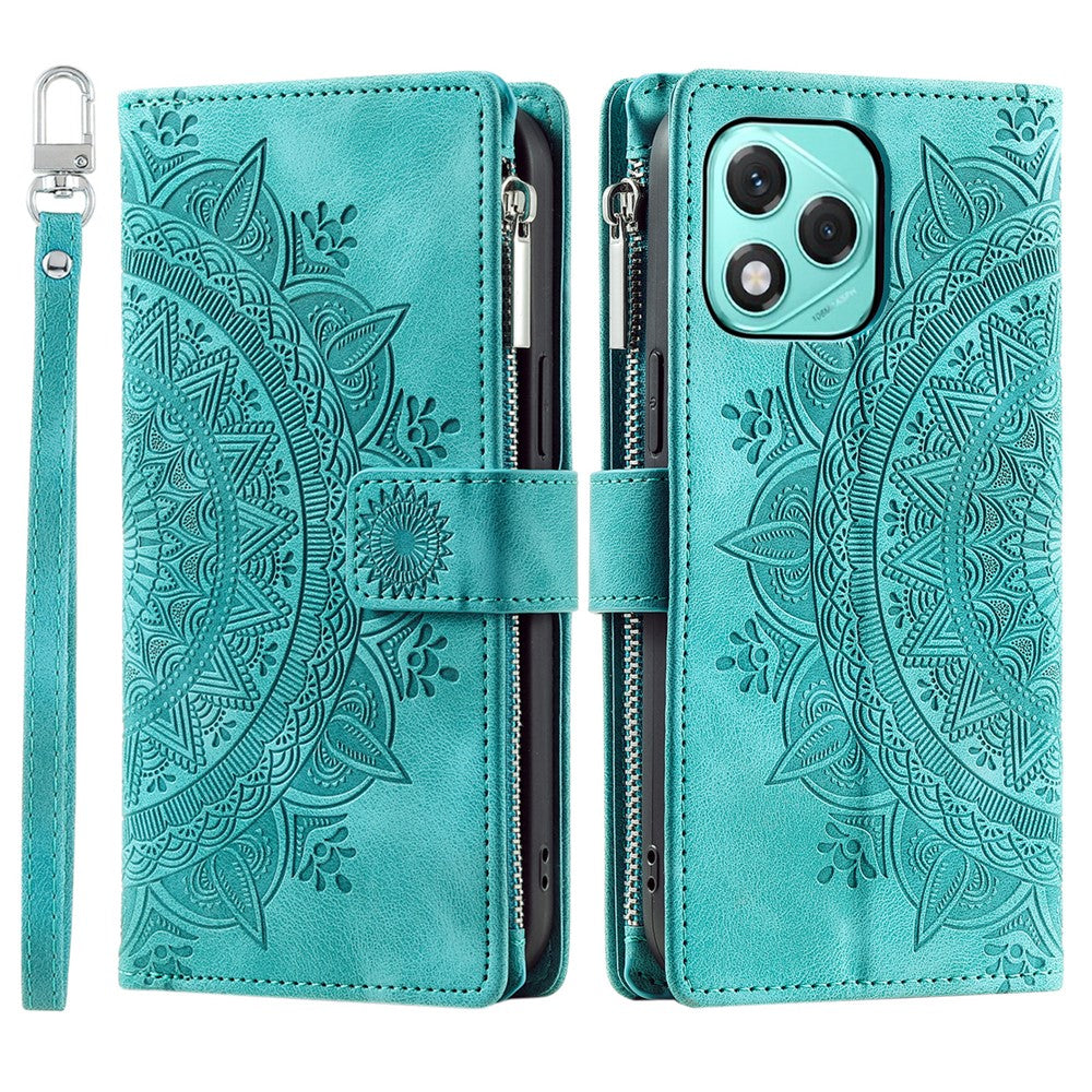 Style 006 For Honor 400 Lite 5G Wallet Case PU Læder Telefon Cover Mandala Blomster Mønster