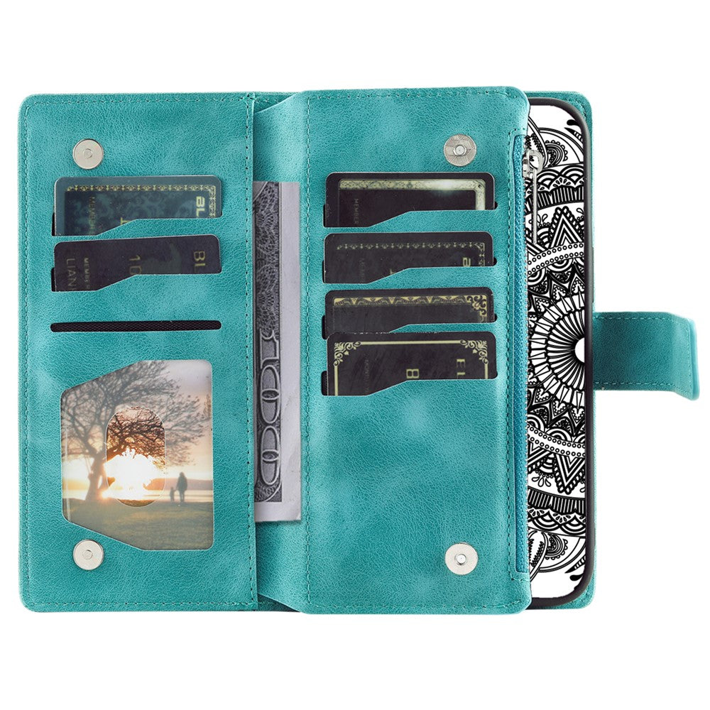Style 006 For Honor 400 Lite 5G Wallet Case PU Læder Telefon Cover Mandala Blomster Mønster