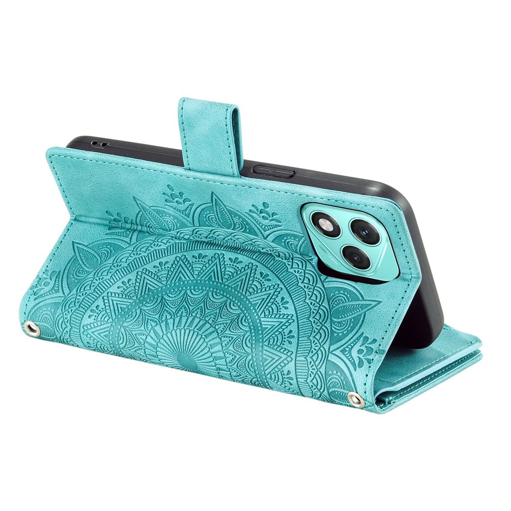 Style 006 For Honor 400 Lite 5G Wallet Case PU Læder Telefon Cover Mandala Blomster Mønster