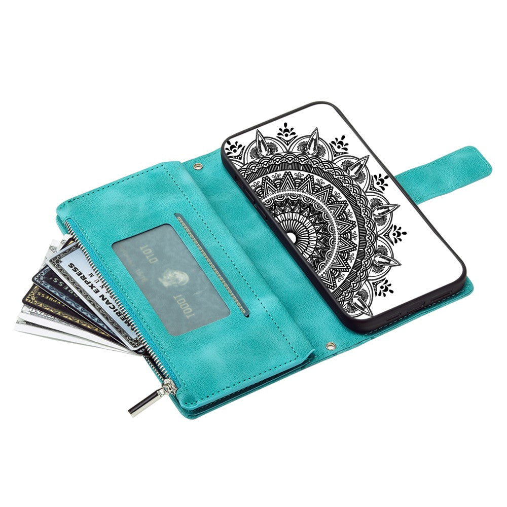 Style 006 For Honor 400 Lite 5G Wallet Case PU Læder Telefon Cover Mandala Blomster Mønster