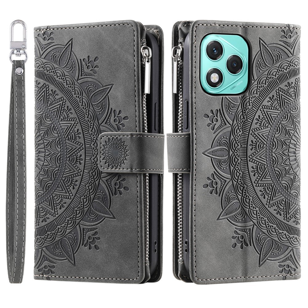 Style 006 For Honor 400 Lite 5G Wallet Case PU Læder Telefon Cover Mandala Blomster Mønster