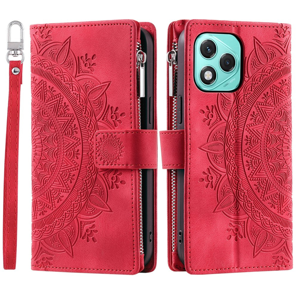 Style 006 For Honor 400 Lite 5G Wallet Case PU Læder Telefon Cover Mandala Blomster Mønster