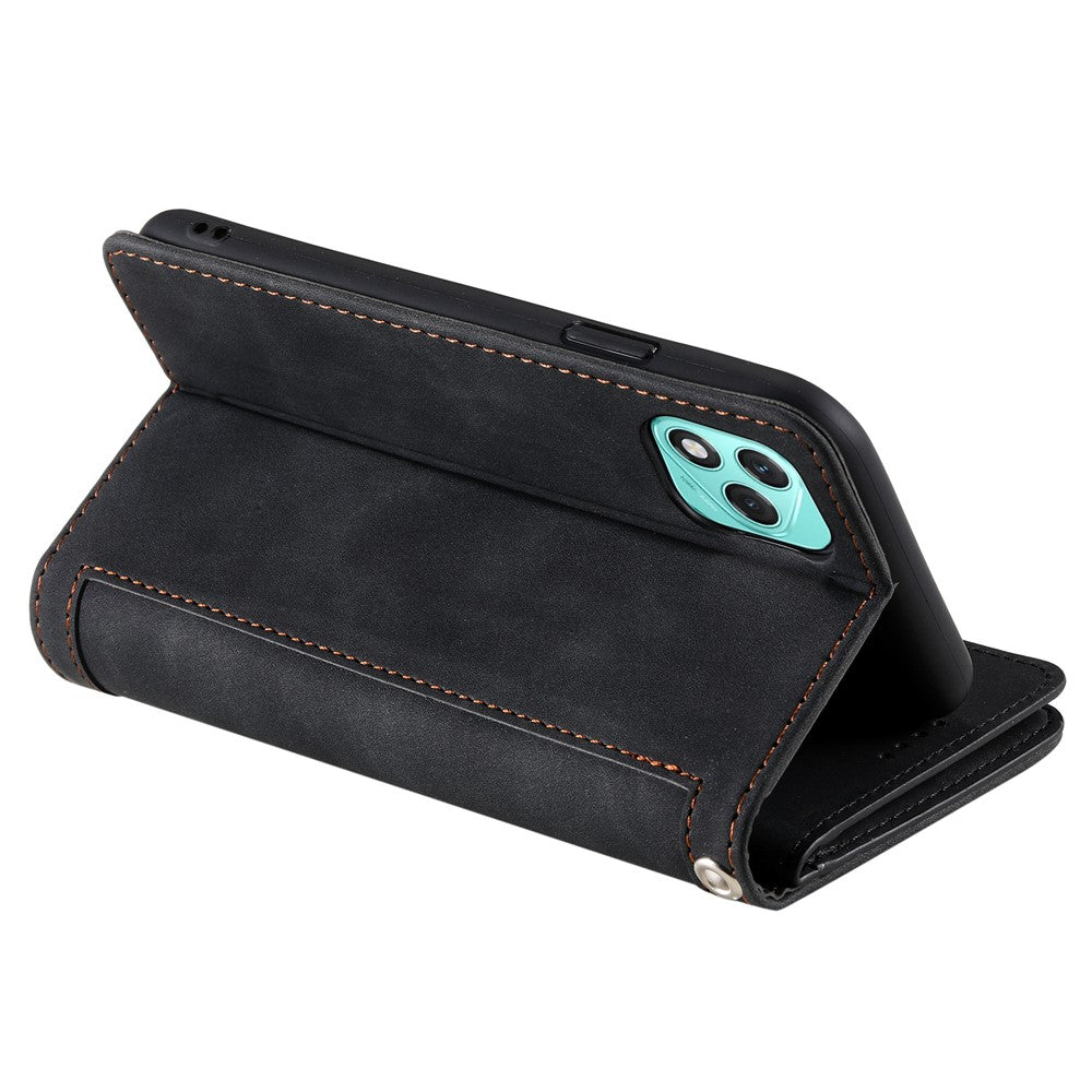 For Honor 400 Lite 5G etui PU læder telefoncover med lynlåspung 9 kortpladser