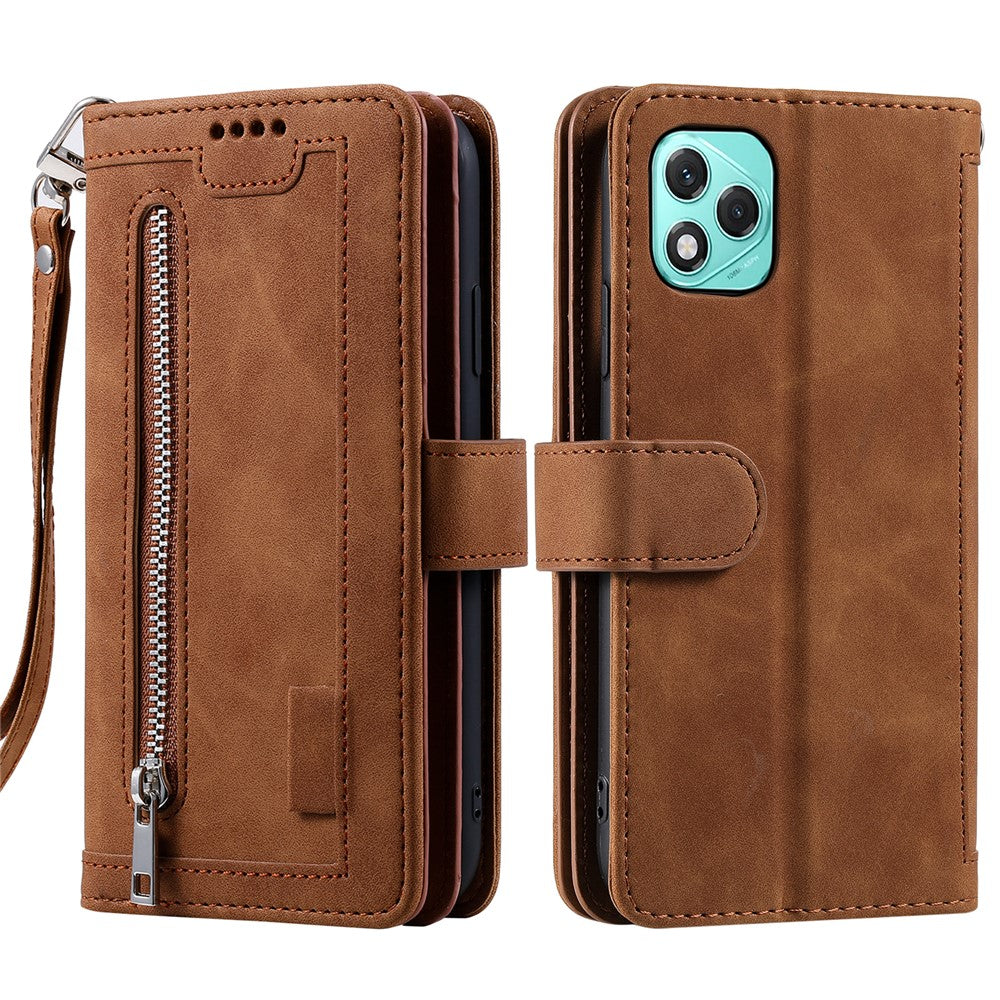 For Honor 400 Lite 5G etui PU læder telefoncover med lynlåspung 9 kortpladser