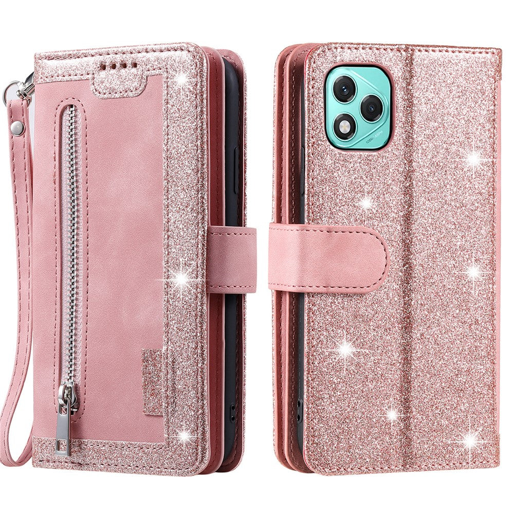 For Honor 400 Lite 5G etui PU læder telefoncover med lynlåspung 9 kortpladser