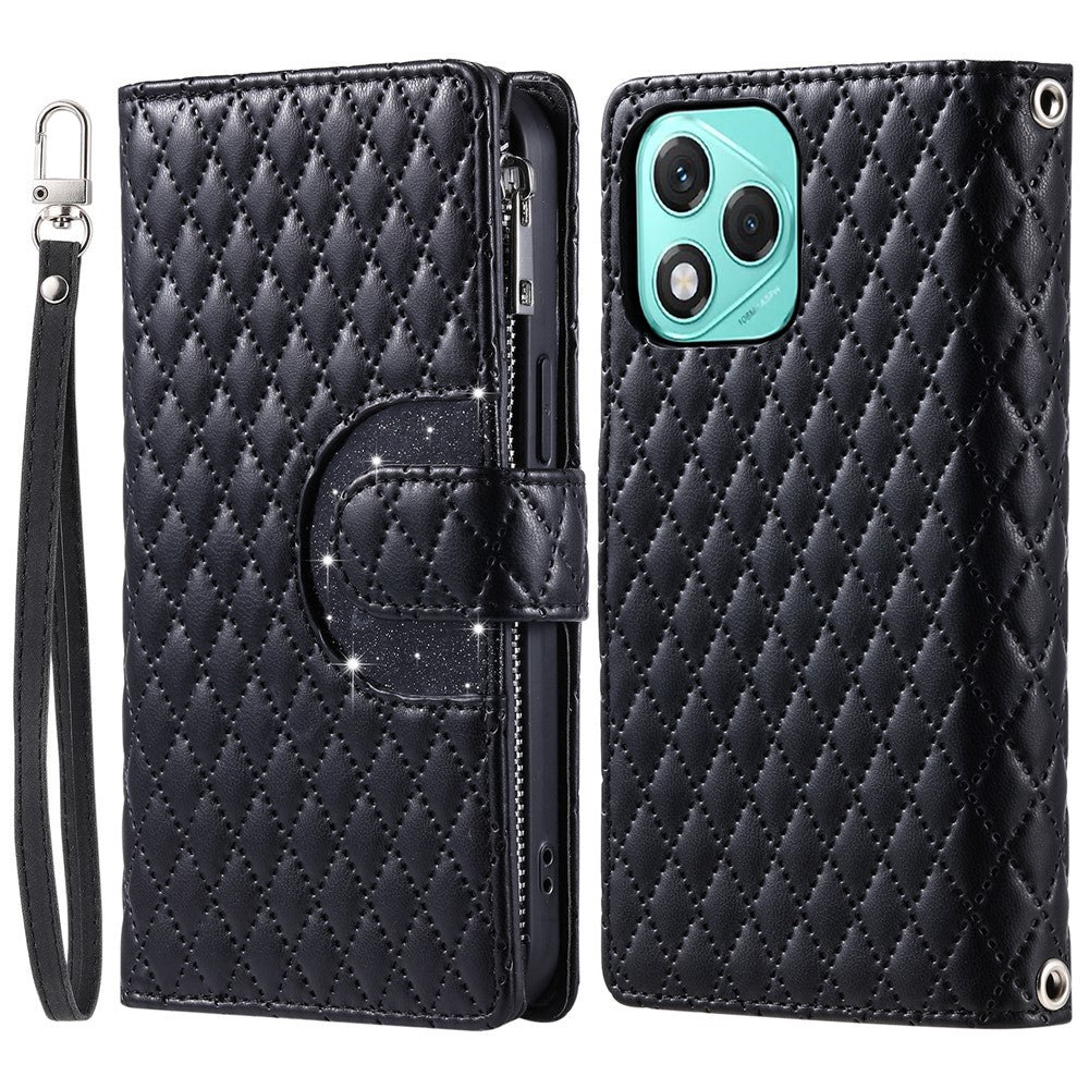 Style 012 til Honor 400 Lite 5G etui med lynlåslomme, glimmerlædercover