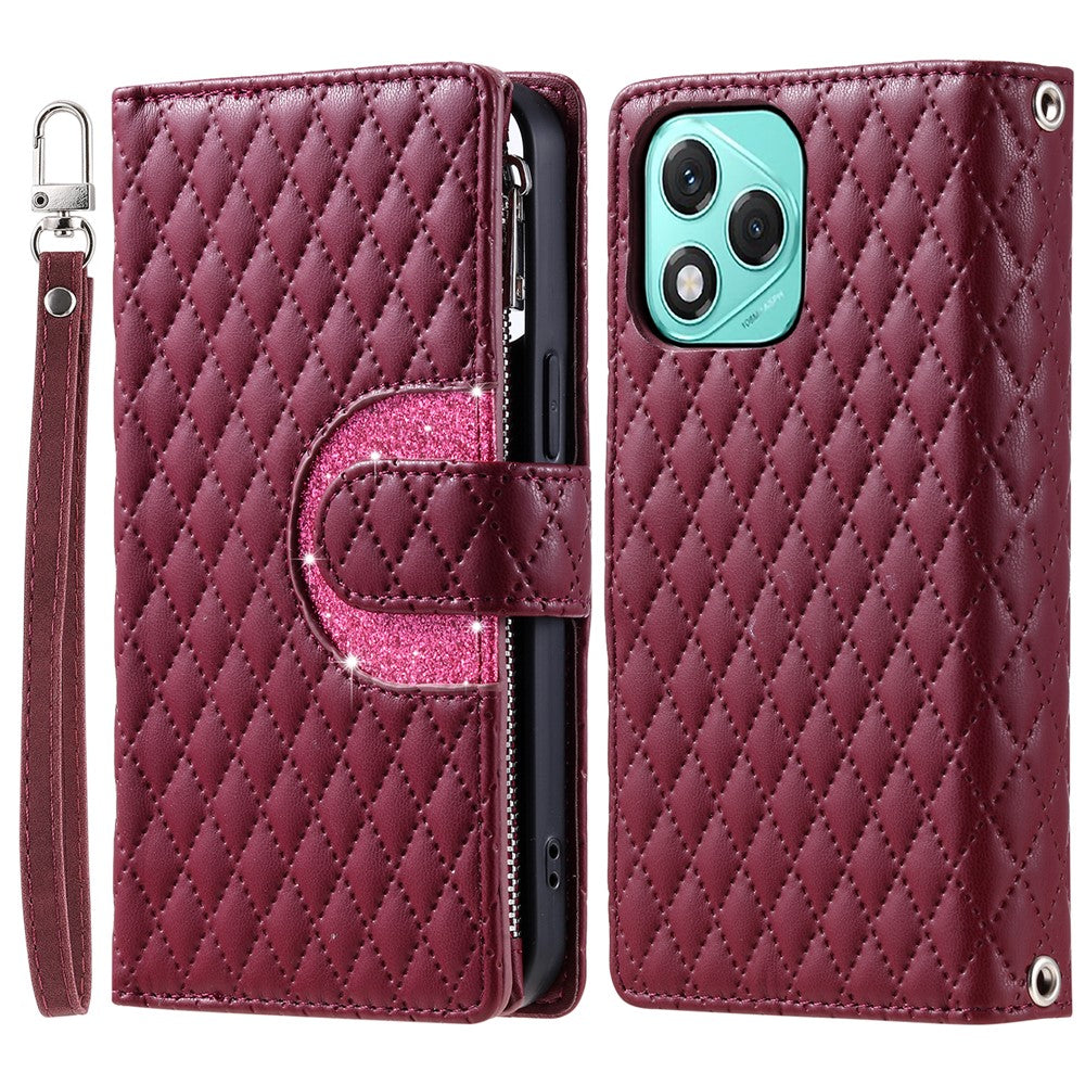 Style 012 til Honor 400 Lite 5G etui med lynlåslomme, glimmerlædercover