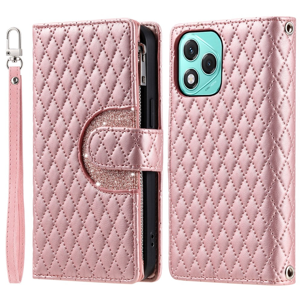 Style 012 til Honor 400 Lite 5G etui med lynlåslomme, glimmerlædercover