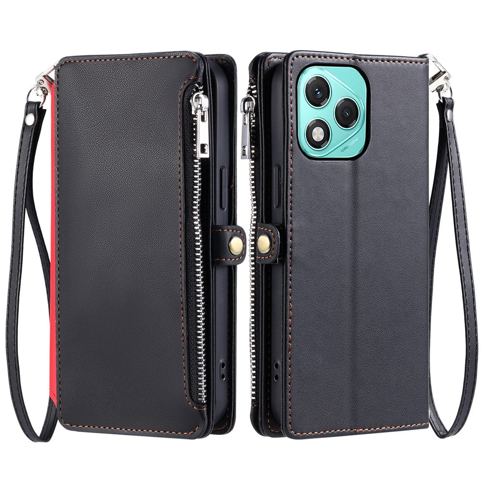 For Honor 400 Lite 5G Cover TPU + PU Læder Pung Telefon Cover med Håndrem