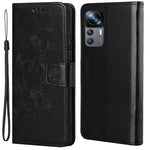 Xiaomi 12T 5G / Redmi K50 Ultra 5G / 12T Pro 5G Fjärilsblomma Präglat PU-läder mobilskal Plånboksfodral Fullt skyddsfodral