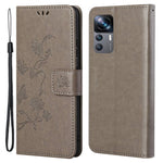 Xiaomi 12T 5G / Redmi K50 Ultra 5G / 12T Pro 5G Fjärilsblomma Präglat PU-läder mobilskal Plånboksfodral Fullt skyddsfodral