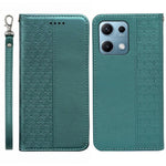 For Xiaomi Redmi Note 14S 4G Wallet Phone Case Checkered Pattern Imprint Leather Flip Cover with Wrist Strap