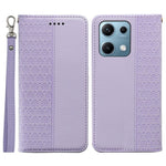 For Xiaomi Redmi Note 14S 4G Wallet Phone Case Checkered Pattern Imprint Leather Flip Cover with Wrist Strap