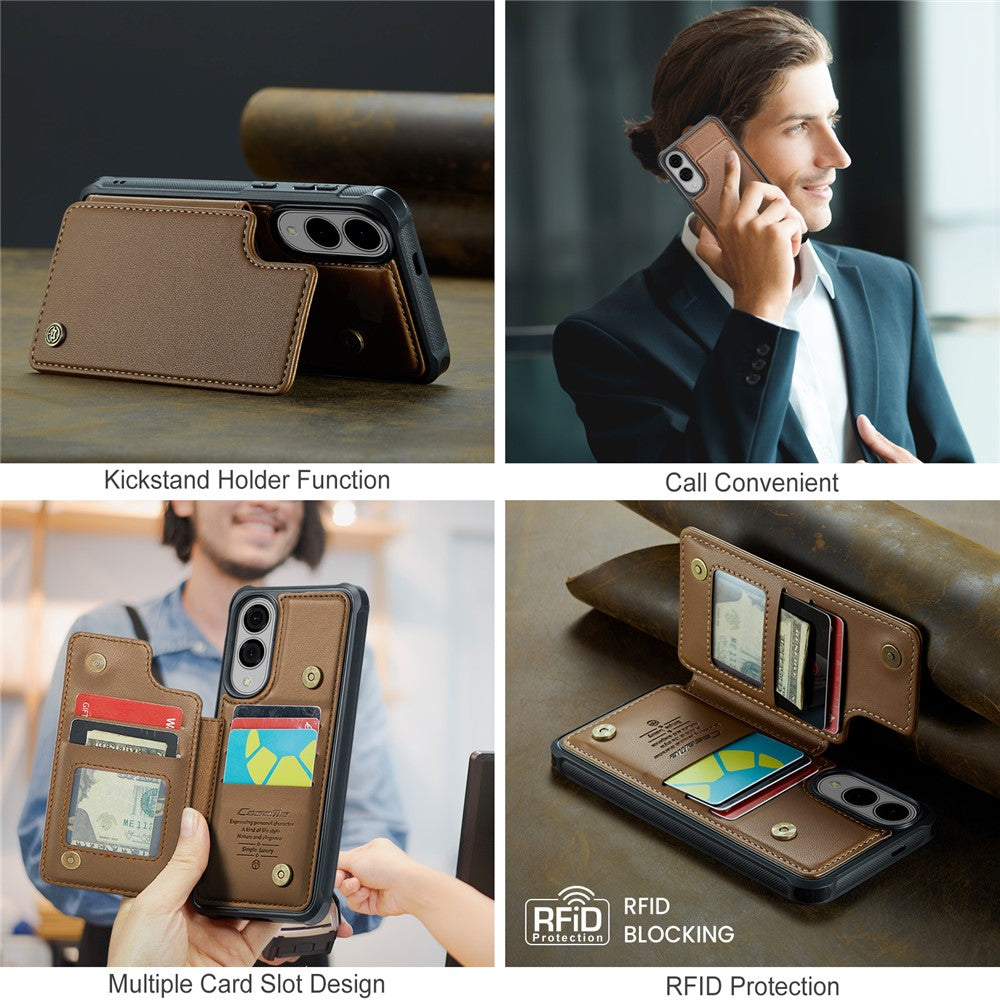 CASEME For Samsung Galaxy S25 Edge Phone Case  C22 Leather Back Cover with RFID Blocking Card Slots