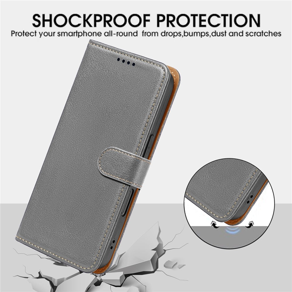 For Samsung Galaxy A06s Case RFID Blocking Wallet Litchi Texture Leather Phone Cover Magnetic Clasp
