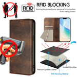For Samsung Galaxy A25 5G (Global) (161.0 x 76.5 x 8.3mm) Wallet Cases Retro Texture RFID Blocking Leather Phone Cover