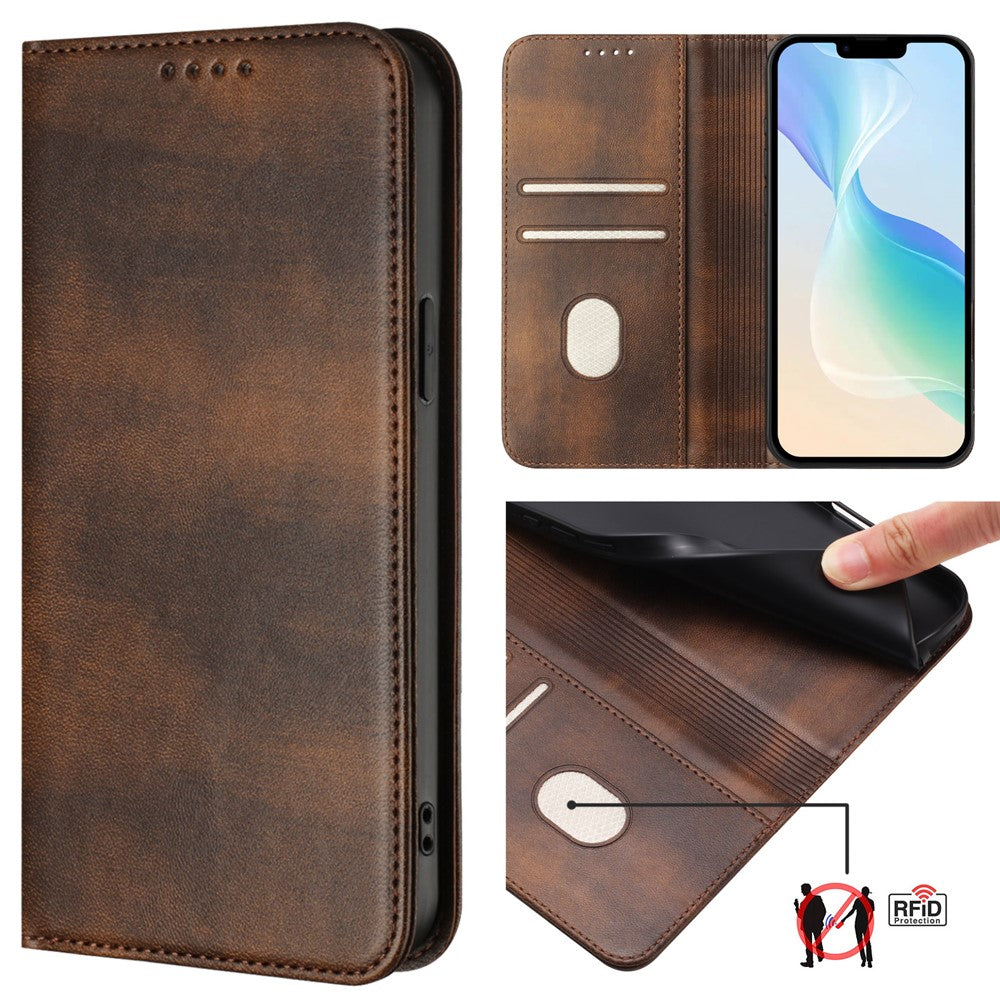 For Samsung Galaxy A25 5G (Global) (161.0 x 76.5 x 8.3mm) Wallet Cases Retro Texture RFID Blocking Leather Phone Cover