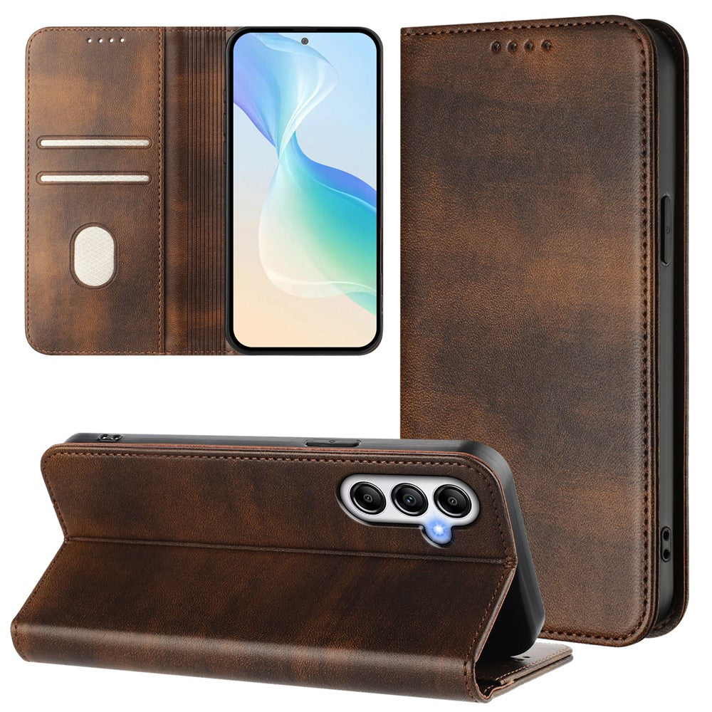 For Samsung Galaxy A25 5G (Global) (161.0 x 76.5 x 8.3mm) Wallet Cases Retro Texture RFID Blocking Leather Phone Cover