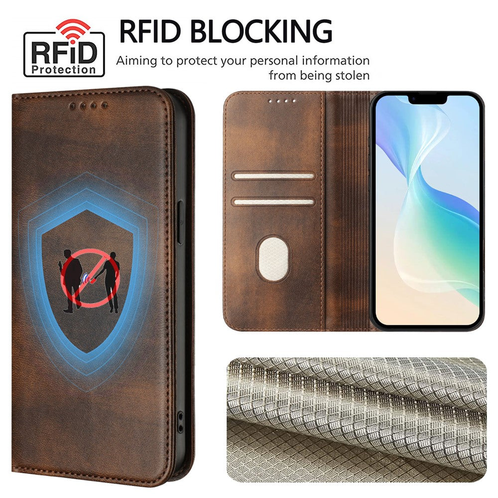 For Samsung Galaxy A25 5G (Global) (161.0 x 76.5 x 8.3mm) Wallet Cases Retro Texture RFID Blocking Leather Phone Cover