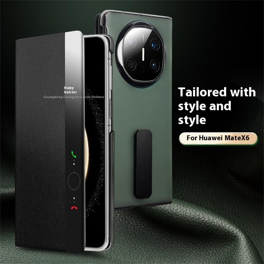 QIALINO Skal till Huawei Mate X6 i äkta läder med stativ och fönster
