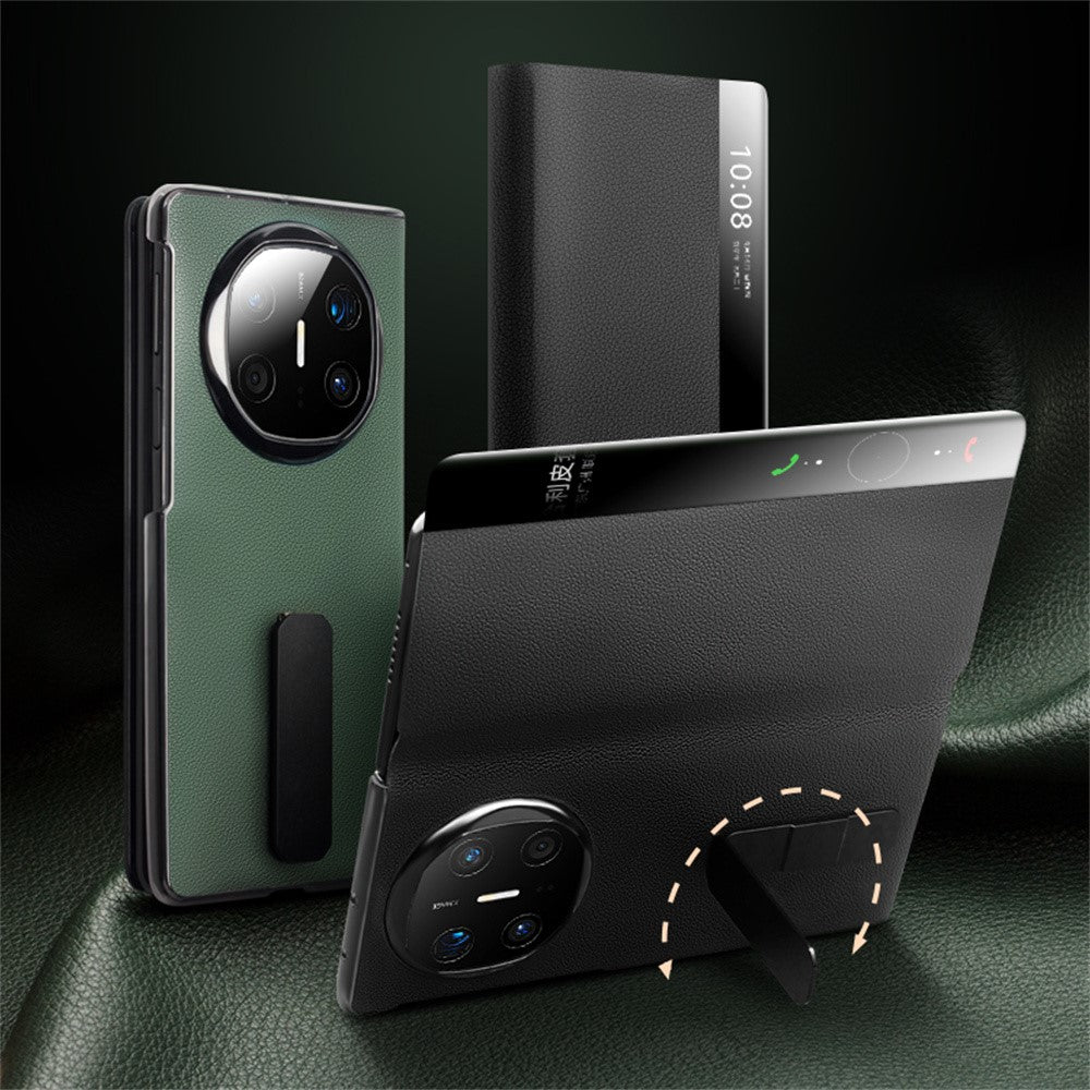 QIALINO Skal till Huawei Mate X6 i äkta läder med stativ och fönster