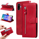 For Samsung Galaxy F06 5G PU Leather Cases with Zipper Pocket Wallet Phone Cover Stand