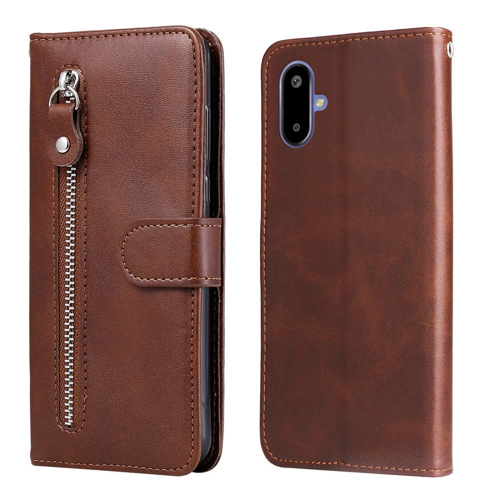 For Samsung Galaxy F06 5G PU Leather Cases with Zipper Pocket Wallet Phone Cover Stand