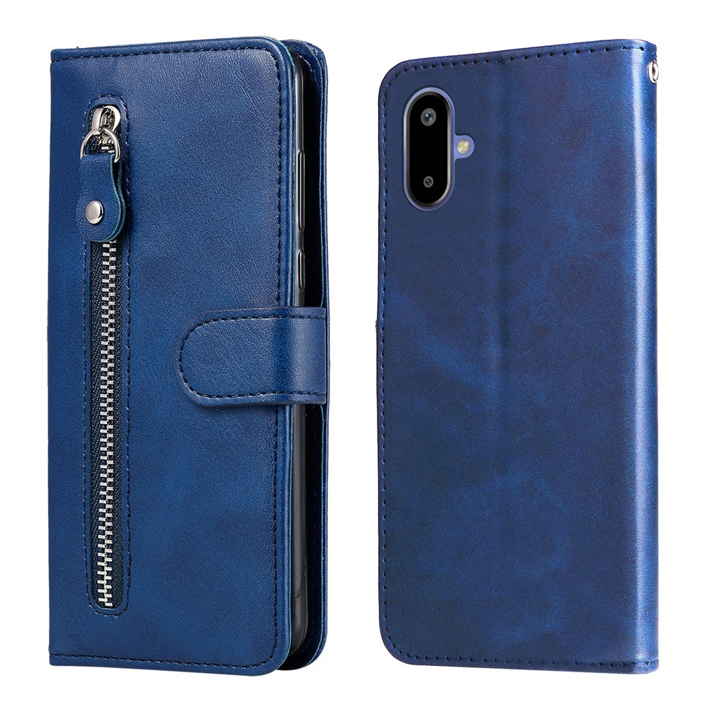 For Samsung Galaxy F06 5G PU Leather Cases with Zipper Pocket Wallet Phone Cover Stand