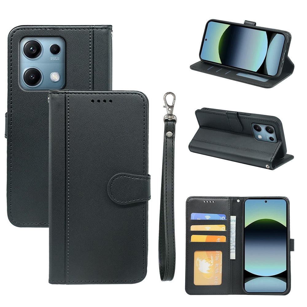For Xiaomi Redmi Note 14S 4G Wallet Case Magnetic Snap Leather Phone Cover with Strap