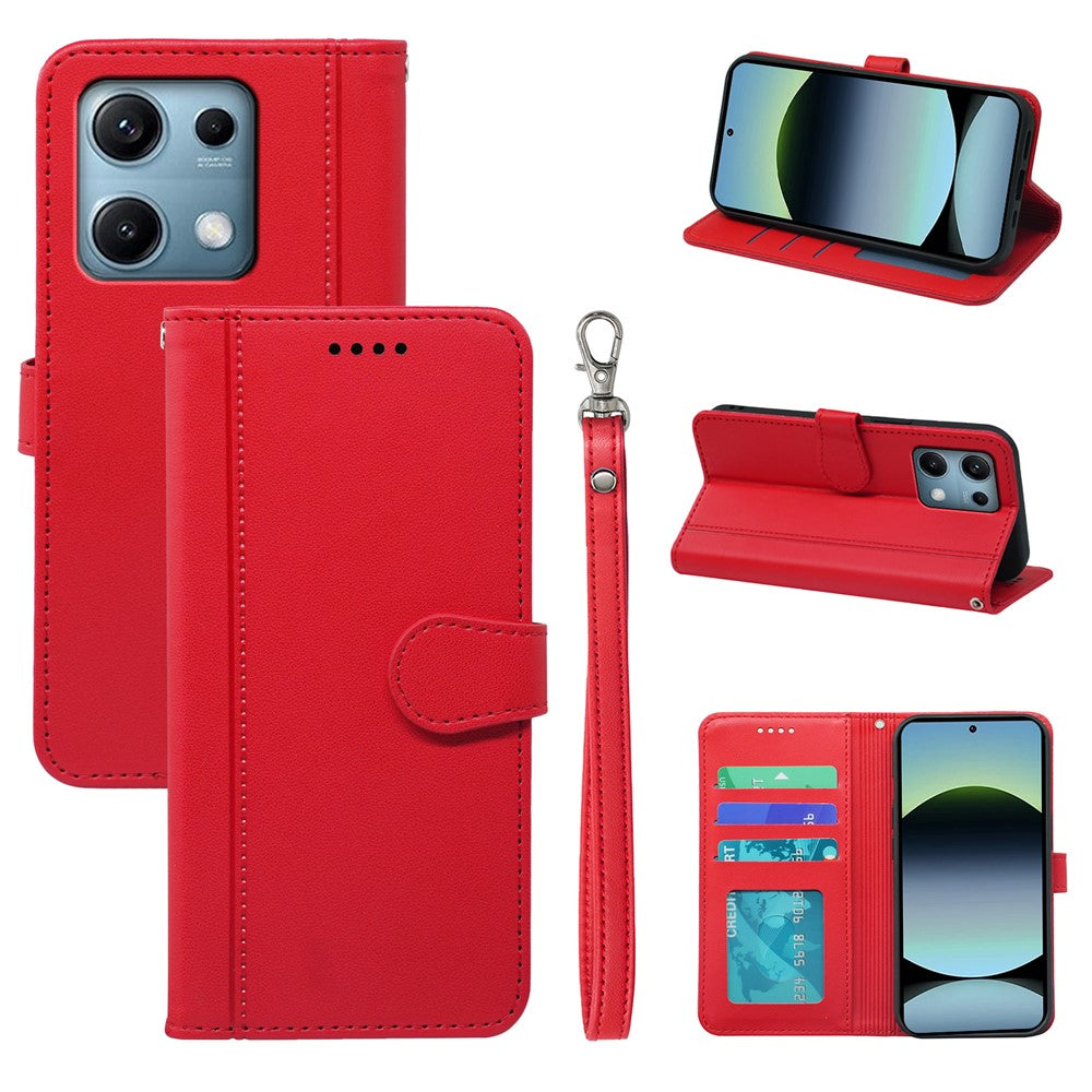 For Xiaomi Redmi Note 14S 4G Wallet Case Magnetic Snap Leather Phone Cover with Strap