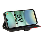 For Xiaomi Redmi A5 NFC (EU) (173.45mm) Leather Phone Case Stand Wallet with Bi-colour Splicing Design