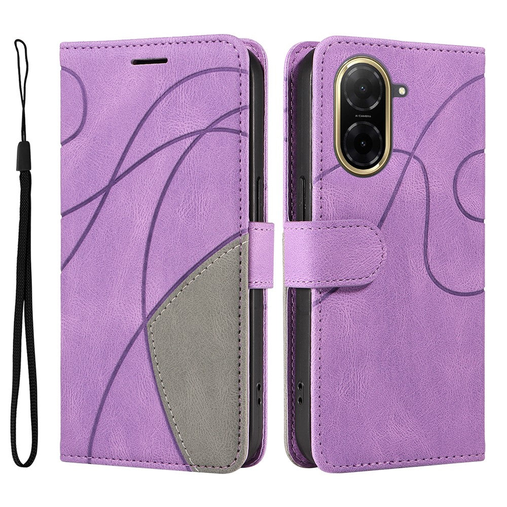 For Xiaomi Redmi A5 NFC (EU) (173.45mm) Leather Phone Case Stand Wallet with Bi-colour Splicing Design