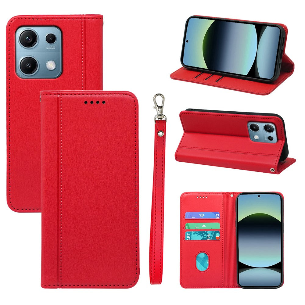 HX01 For Xiaomi Redmi Note 14S 4G Wallet Case Magnetic Closing PU Leather Phone Cover