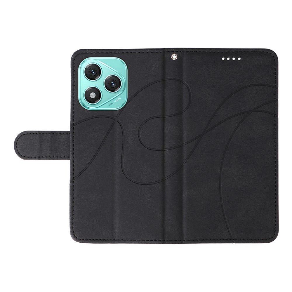 For Honor 400 Lite 5G Wallet Case Leather Phone Cover Stand with Curved Line Design