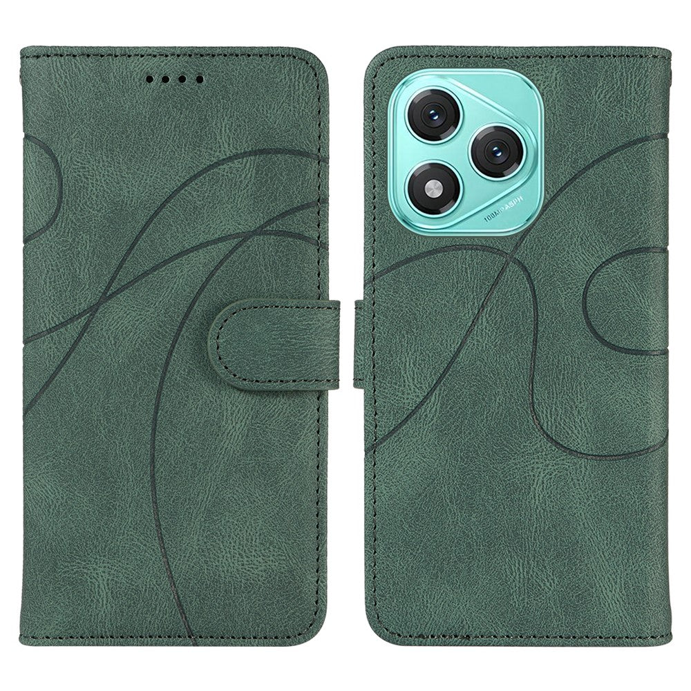 For Honor 400 Lite 5G Wallet Case Leather Phone Cover Stand with Curved Line Design