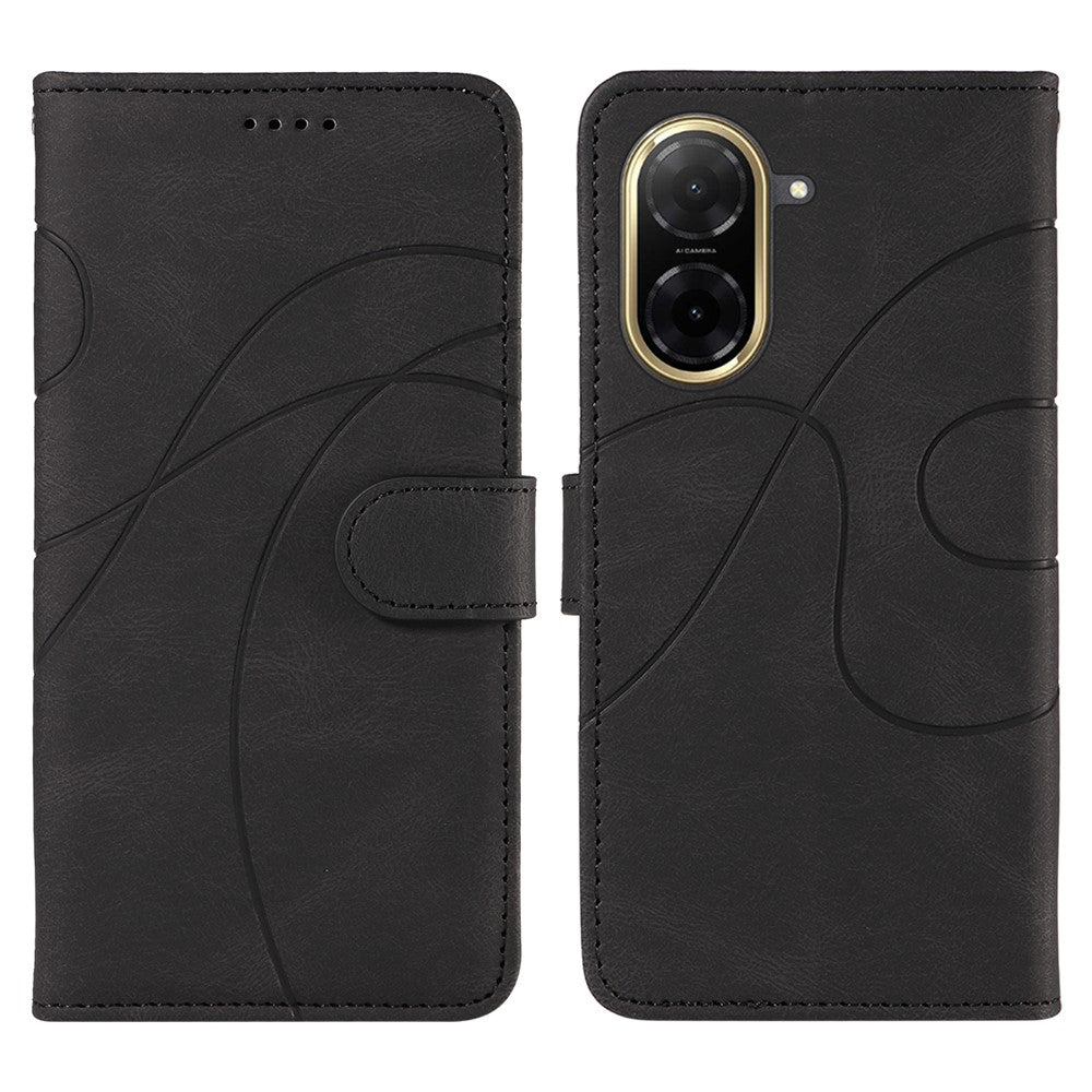 For Xiaomi Redmi A5 NFC (EU) (173.45mm) Wallet Case Leather Phone Cover Stand with Curved Line Design