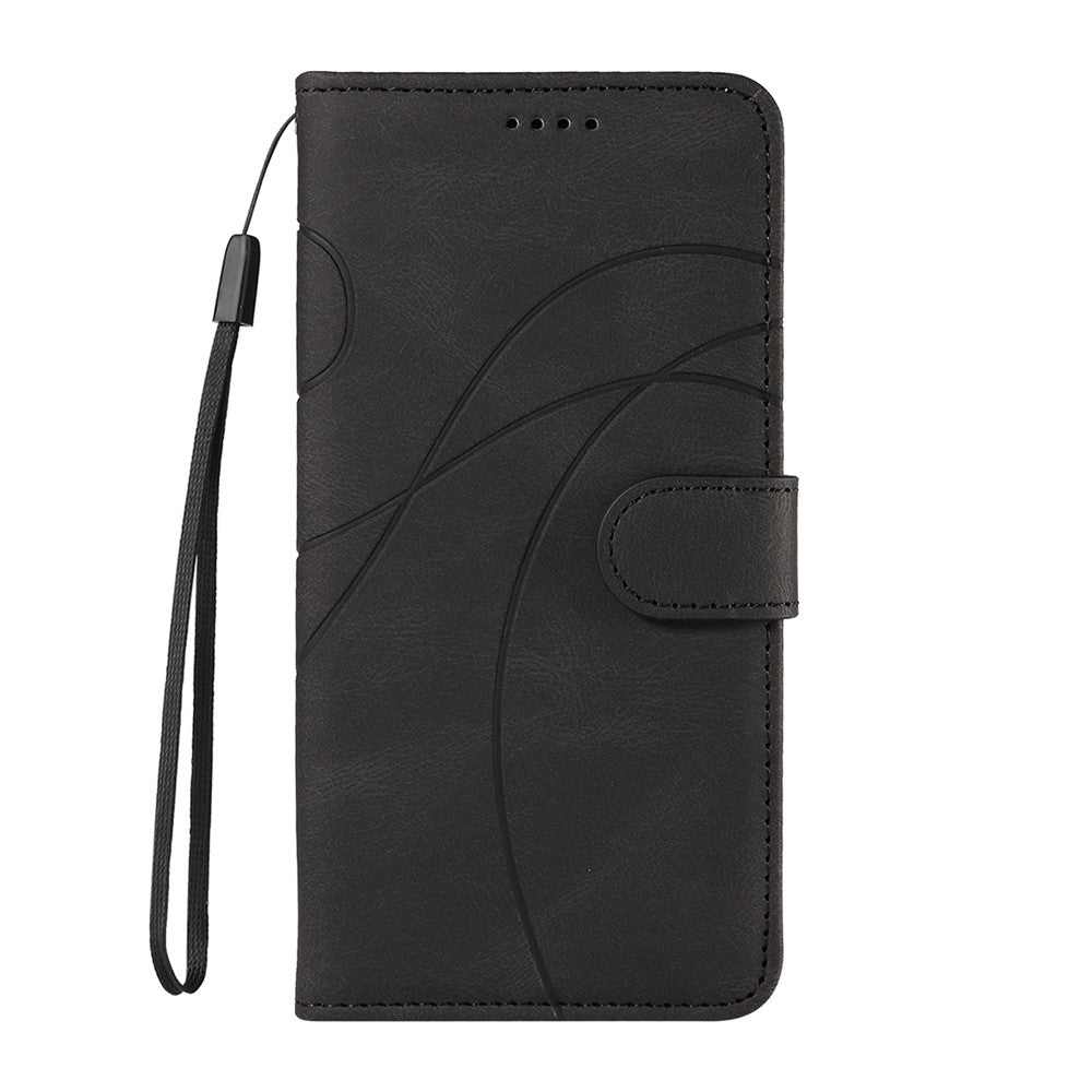 For Xiaomi Redmi A5 NFC (EU) (173.45mm) Wallet Case Leather Phone Cover Stand with Curved Line Design