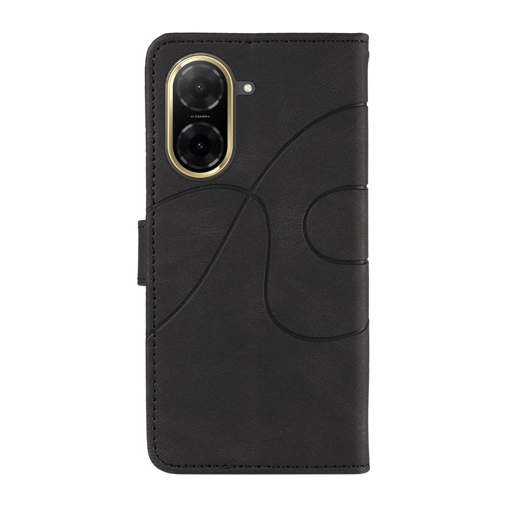 For Xiaomi Redmi A5 NFC (EU) (173.45mm) Wallet Case Leather Phone Cover Stand with Curved Line Design