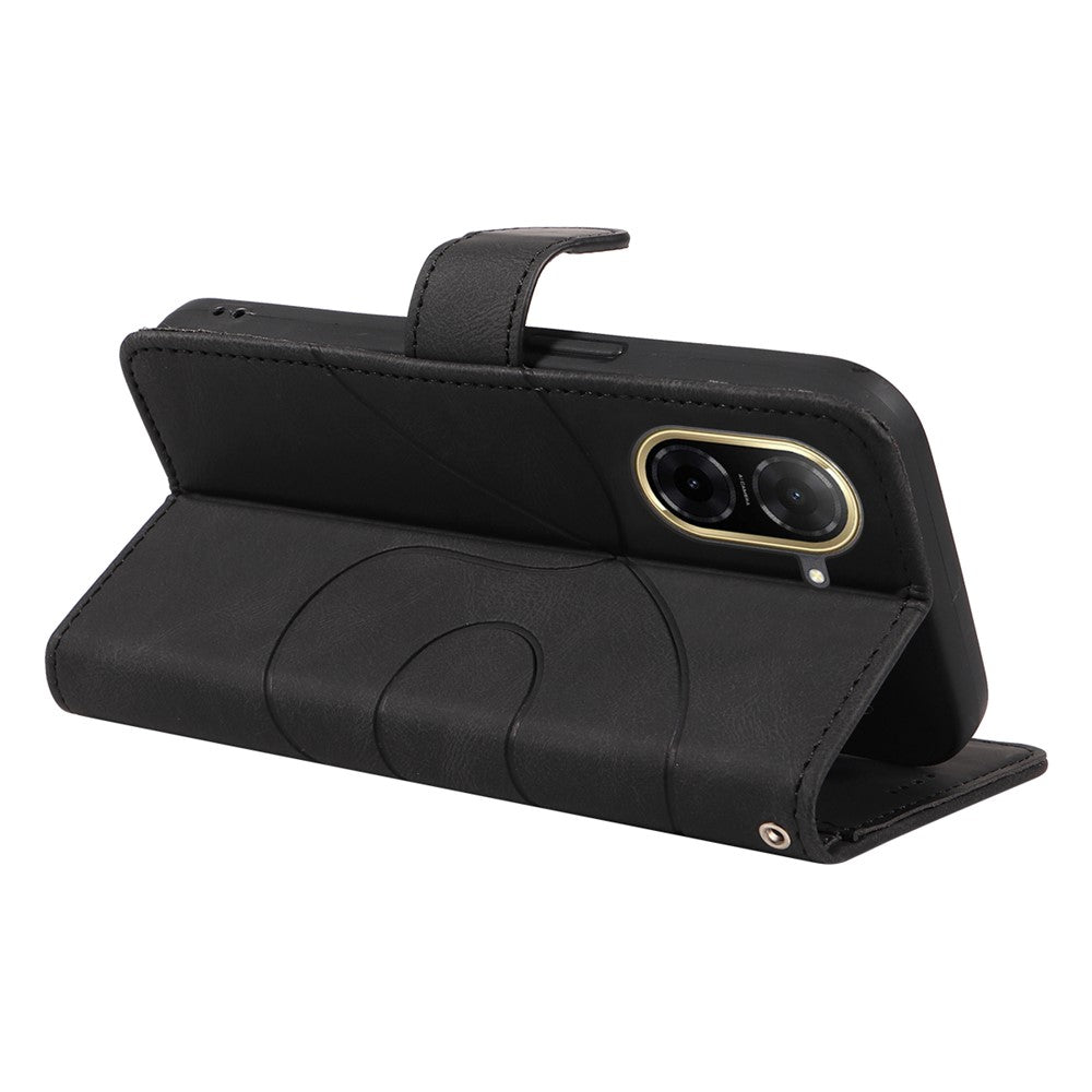 For Xiaomi Redmi A5 NFC (EU) (173.45mm) Wallet Case Leather Phone Cover Stand with Curved Line Design