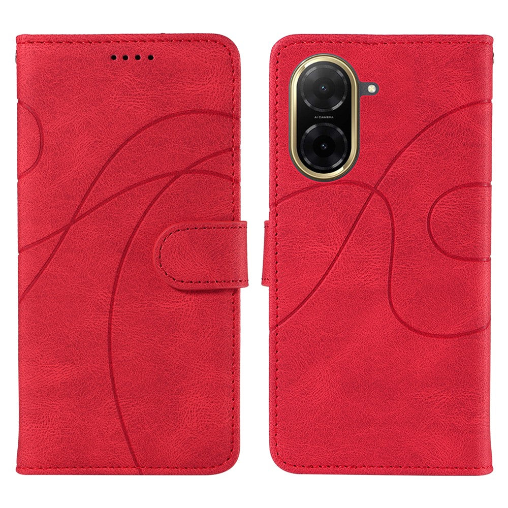 For Xiaomi Redmi A5 NFC (EU) (173.45mm) Wallet Case Leather Phone Cover Stand with Curved Line Design