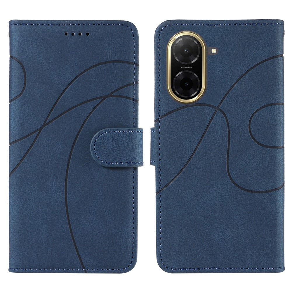 For Xiaomi Redmi A5 NFC (EU) (173.45mm) Wallet Case Leather Phone Cover Stand with Curved Line Design