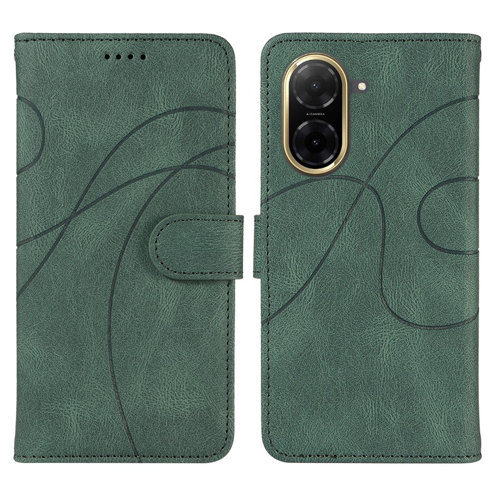 For Xiaomi Redmi A5 NFC (EU) (173.45mm) Wallet Case Leather Phone Cover Stand with Curved Line Design