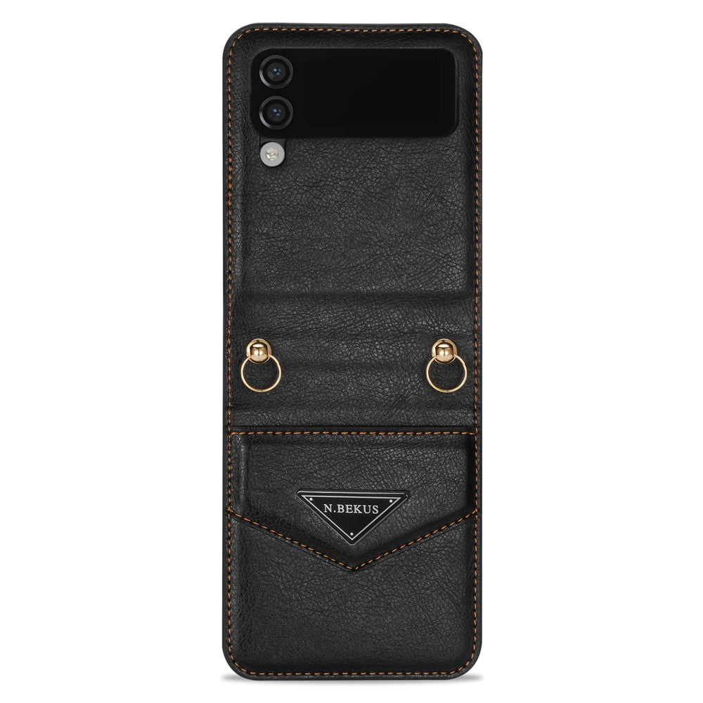 N.BEKUS Anti-Drop Telefoncover til Samsung Galaxy Z Flip3 5G Stødsikkert Cover i PU-læder med Hard PC-skal og Lanyard