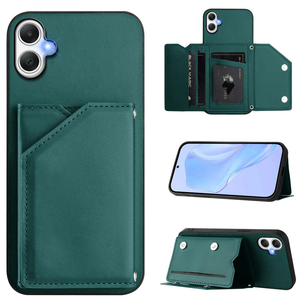 Til Samsung Galaxy A06 4G Etui Kortholder Støtteben Hudvenligt Telefoncover med Håndledsrem