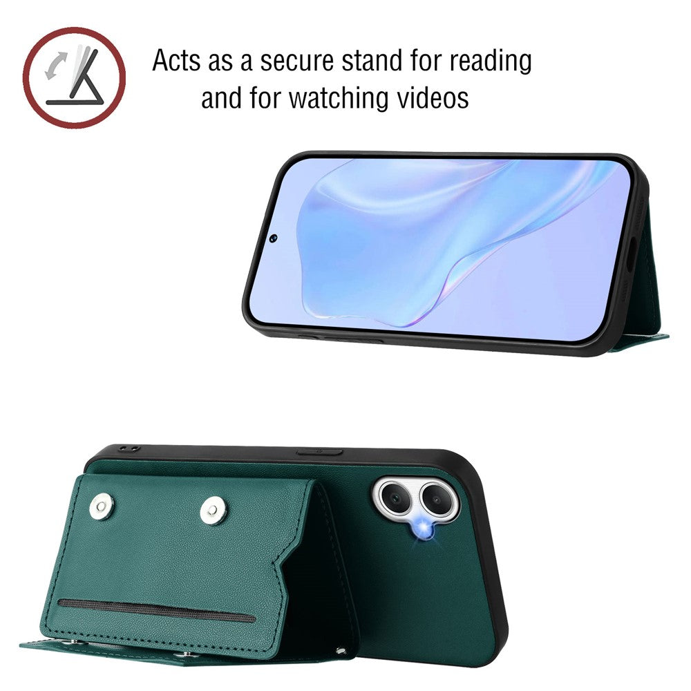 Til Samsung Galaxy A06 4G Etui Kortholder Støtteben Hudvenligt Telefoncover med Håndledsrem