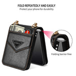 N.BEKUS Phone Case for Samsung Galaxy Z Flip4 5G Anti-Drop Protective Case PU Leather Hard PC Phone Shell with Lanyard
