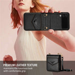 N.BEKUS Phone Case for Samsung Galaxy Z Flip4 5G Anti-Drop Protective Case PU Leather Hard PC Phone Shell with Lanyard