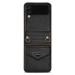 N.BEKUS Phone Case for Samsung Galaxy Z Flip4 5G Anti-Drop Protective Case PU Leather Hard PC Phone Shell with Lanyard
